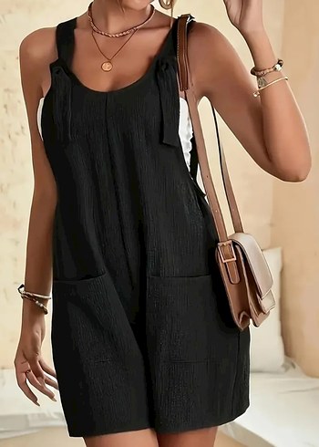 Siyah Salaş Mini Tulum - Görsel 2