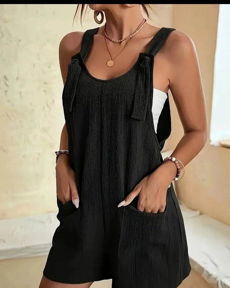 Siyah Salaş Mini Tulum - Görsel 4