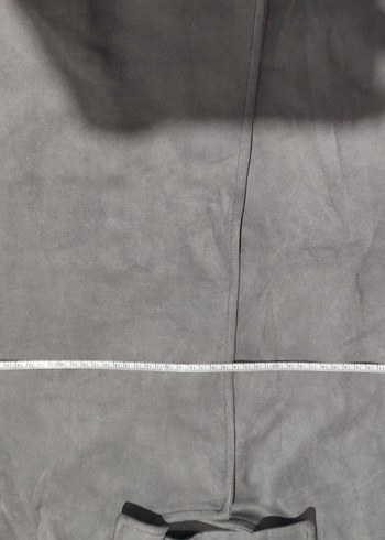 Gri Süet V Yaka Uzun Kadın Trençkot - Görsel 4