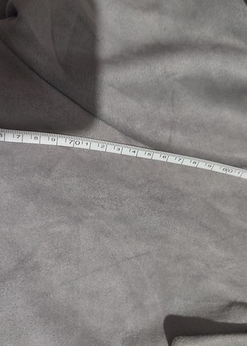 Gri Süet V Yaka Uzun Kadın Trençkot - Görsel 5