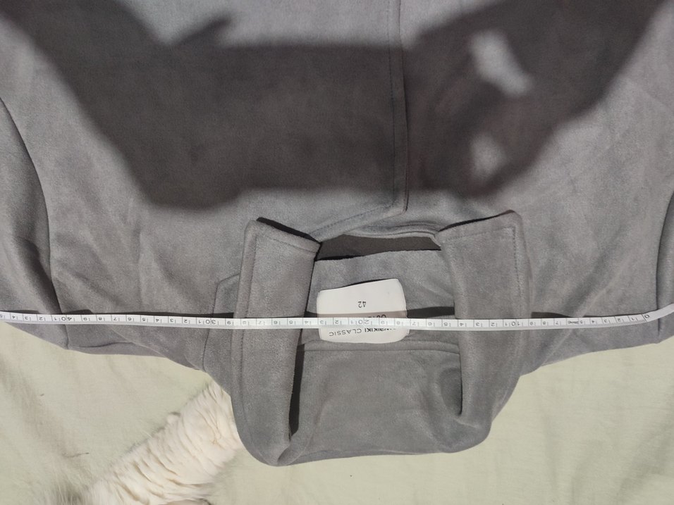 Gri Süet V Yaka Uzun Kadın Trençkot - Görsel 3