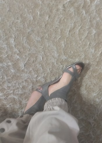 Gri Stiletto Topuklu Kadın Sandalet - Görsel 5