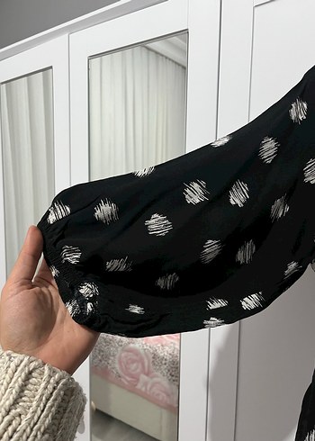 Siyah Puantiyeli Uzun Salaş Elbise - Görsel 2