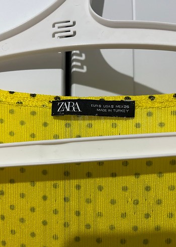 Sarı Puantiyeli V Yakalı Midi Elbise - Görsel 2