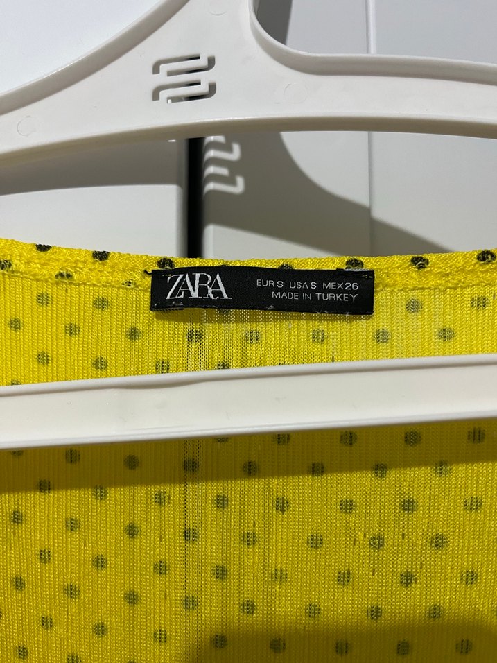 Sarı Puantiyeli V Yakalı Midi Elbise - Görsel 2