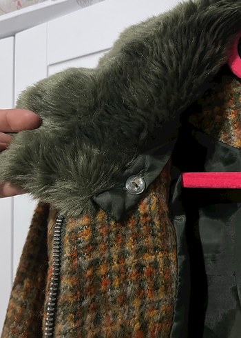 Kahverengi Kürklü Kadın Midi Kaban - Görsel 4