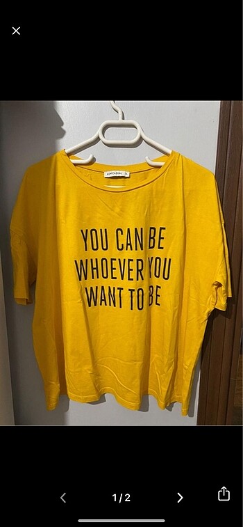 lcw sarı yazılı tshirt
