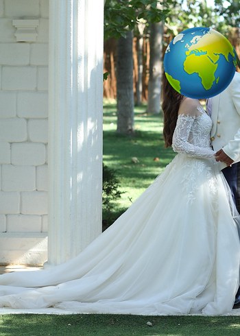 38 beden helenistik model Uzun Kollu Straplez A Kesim Gelinlik - Görsel 2