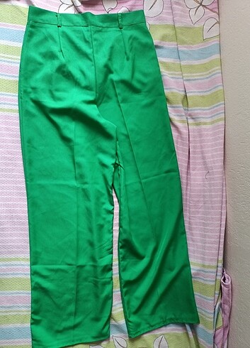 Yeşil palazzo pantalon - Görsel 3