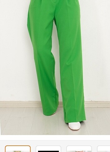 Yeşil palazzo pantalon - Görsel 6