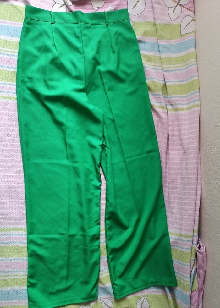 Yeşil palazzo pantalon - Görsel 3