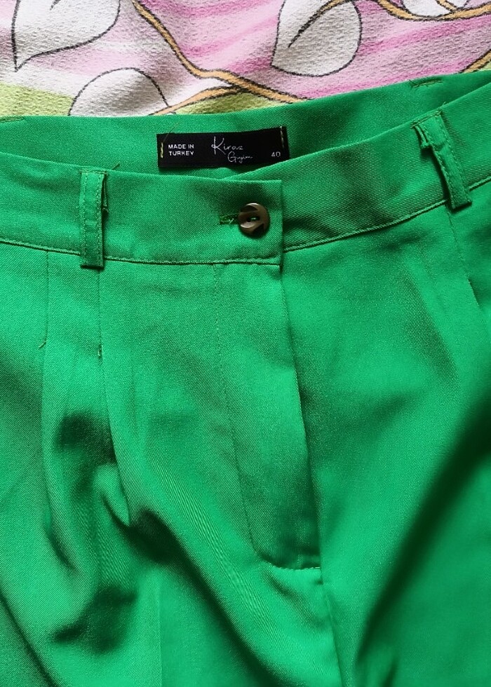 Yeşil palazzo pantalon - Görsel 5