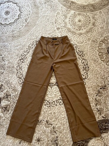 Trendyolmilla 36 beden haki wide leg geniş paça dokuma pantolon - Görsel 2