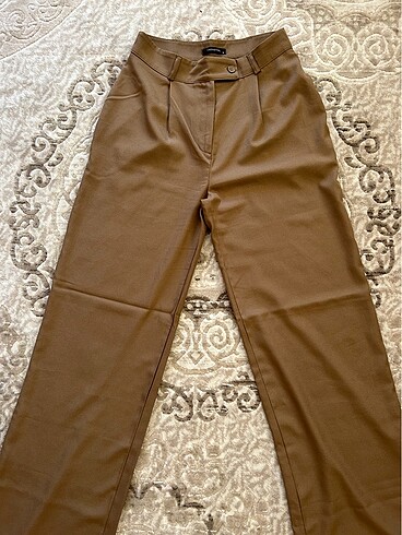 Trendyolmilla 36 beden haki wide leg geniş paça dokuma pantolon - Görsel 5