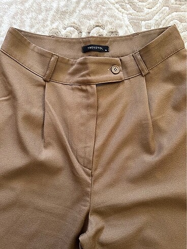 Trendyolmilla 36 beden haki wide leg geniş paça dokuma pantolon - Görsel 6