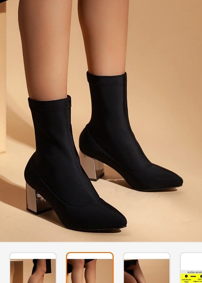 Gümüş topuk kumaş ayakkabı - Görsel 2