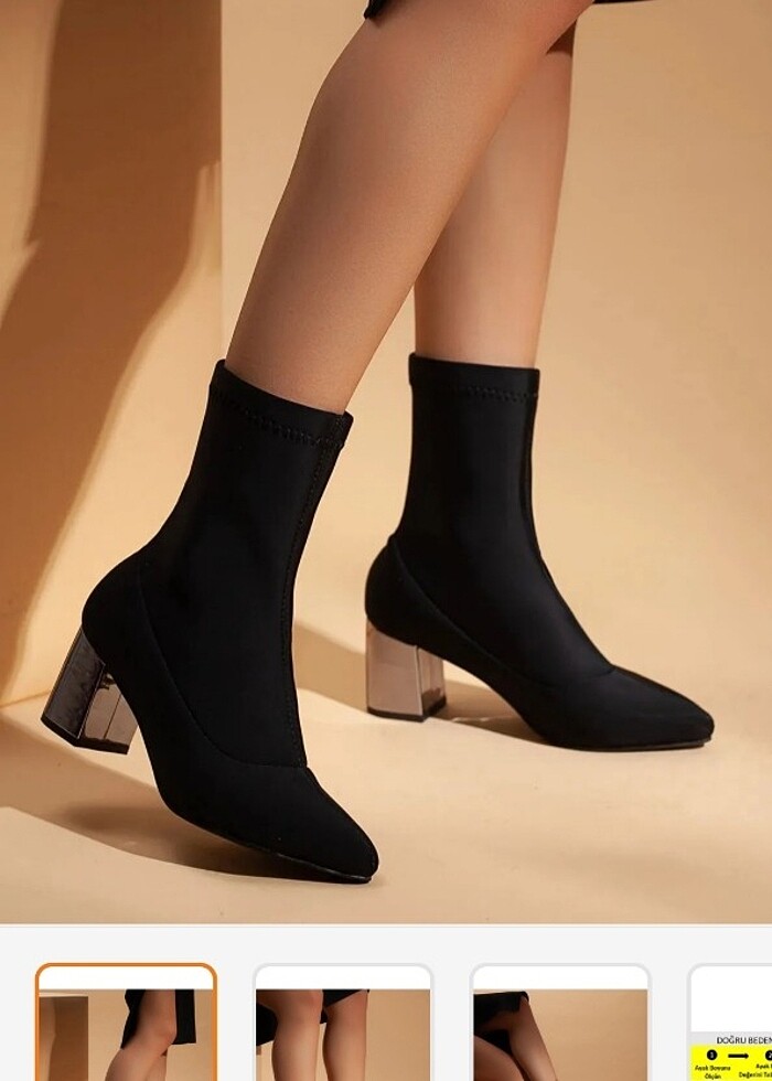 Gümüş topuk kumaş ayakkabı - Görsel 3