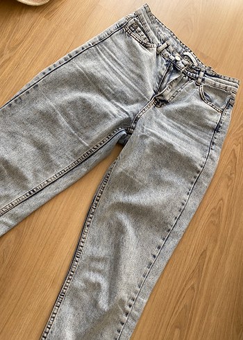Gri Bol Kesim Midi Denim Jean