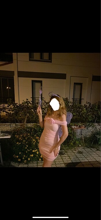 s Beden straplez gül detaylı tül mini elbise
