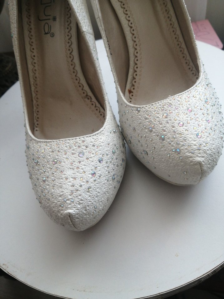 Beyaz Simli Stiletto Gelinlik Ayakkabısı - Görsel 2