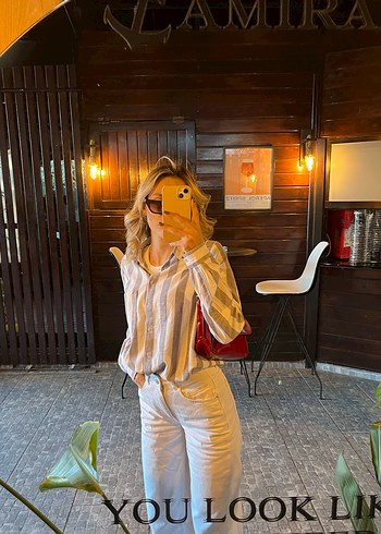 Yarım Kol Beyaz Zebra Desenli Transparan Gömlek