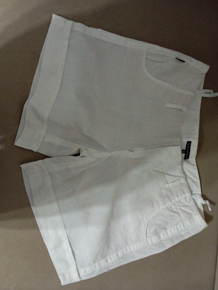 Düğmeli Midi Keten Kadın Pantolon - Görsel 2