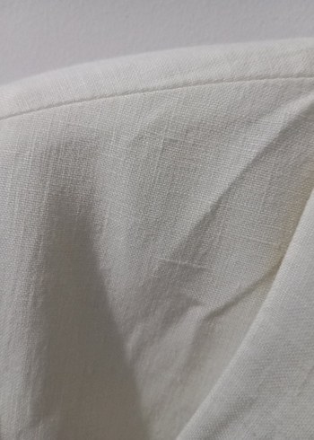 Düğmeli Beyaz Keten Kadın Blazer Ceket - Görsel 4