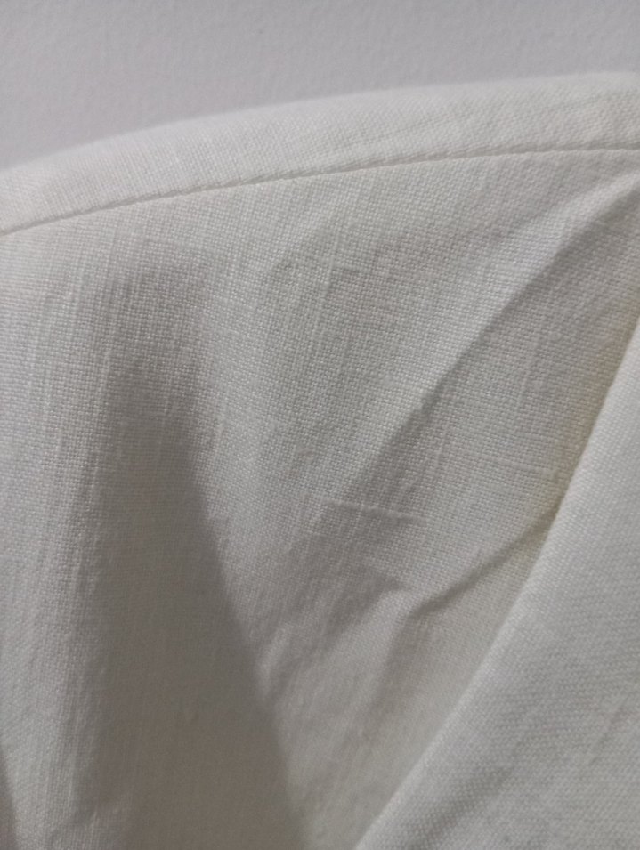 Düğmeli Beyaz Keten Kadın Blazer Ceket - Görsel 4