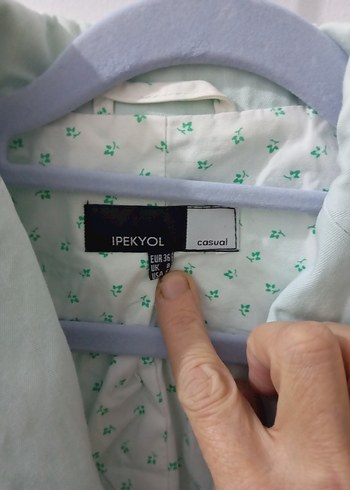 su yeşili  Düğmeli Kadın Keten Blazer Ceket - Görsel 2