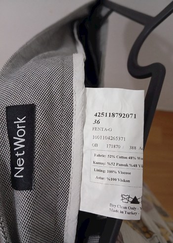 Network Gri Kadın Kumaş Pantolon Kemerli Regular Fit