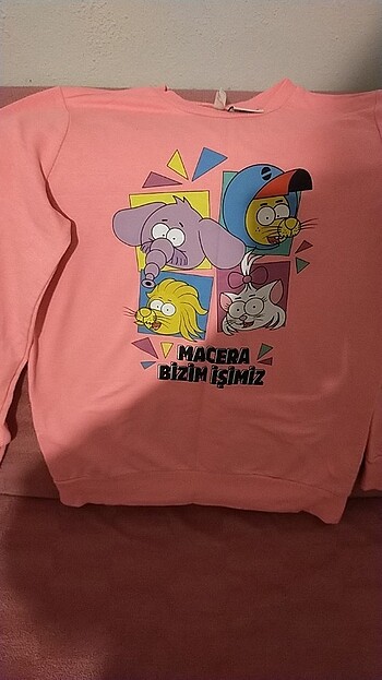 12-13 Yaş Beden pembe Renk 12 13yaş kral şakir kız çocuk sweatshirt