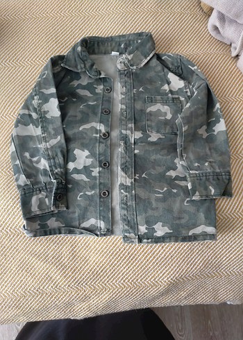 Erkek Çocuk yeşil Kamuflaj Denim Gömlek
