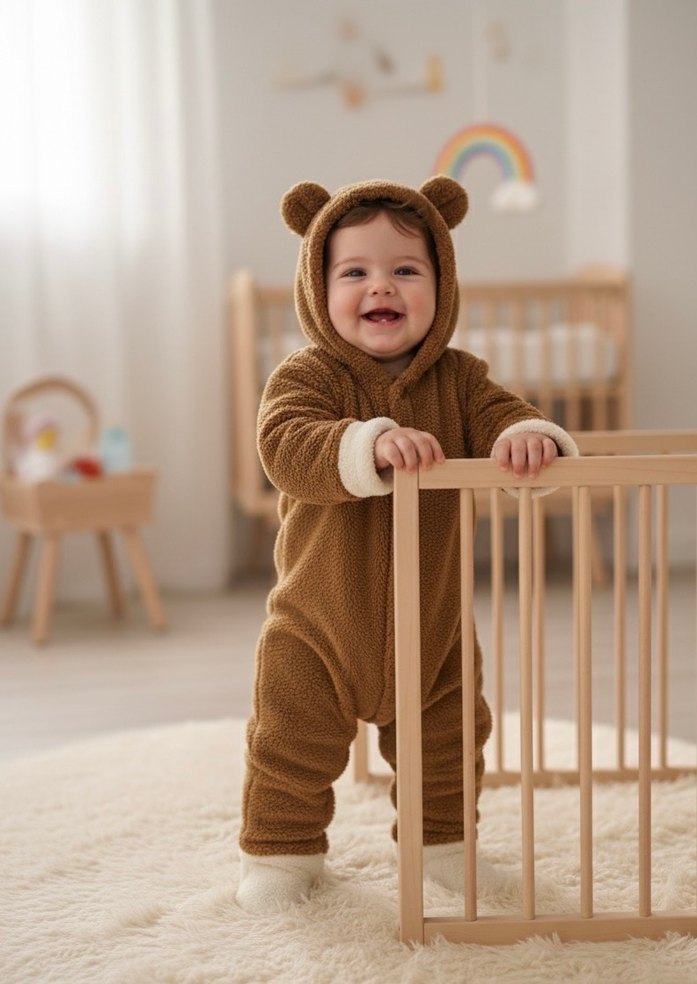 Sıcacık Peluş Bebek Tulumu - Görsel 2