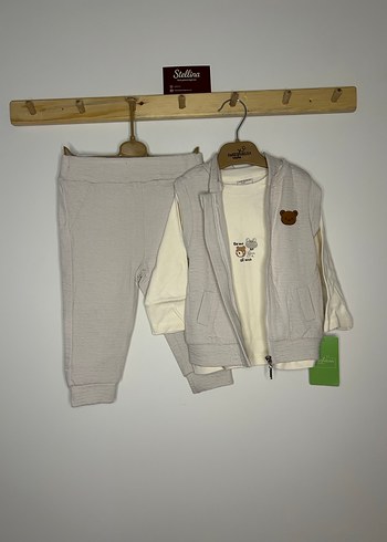 1 Yaş Beden Ayıcık Logolu Premium Erkek Bebek/Çocuk 3lü Takım