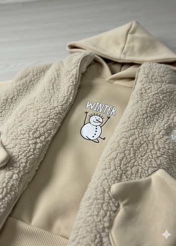 2 Yaş Beden ten rengi Renk Peluş Yelekli 3 İplik 3lü Unisex Bebek Tulum |Kışlık & Mevsimlik