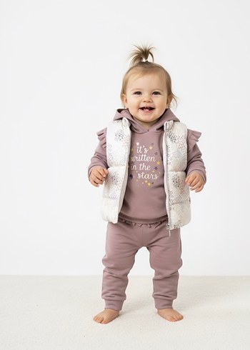 Yelekli 3 Parça Kız Bebek Eşofman Takımı - Görsel 2