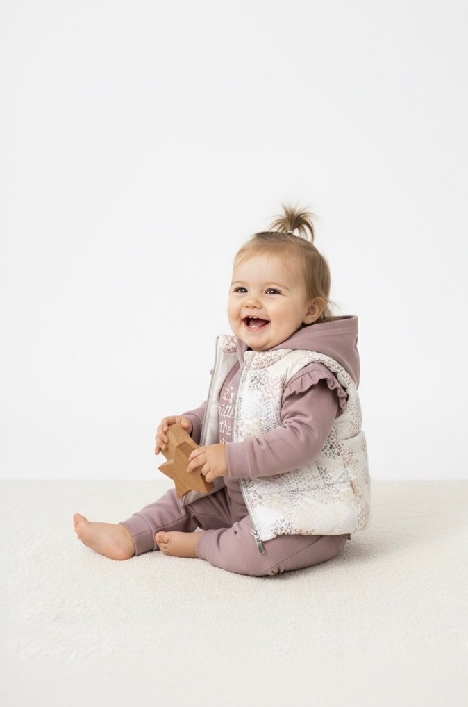 Yelekli 3 Parça Kız Bebek Eşofman Takımı - Görsel 3