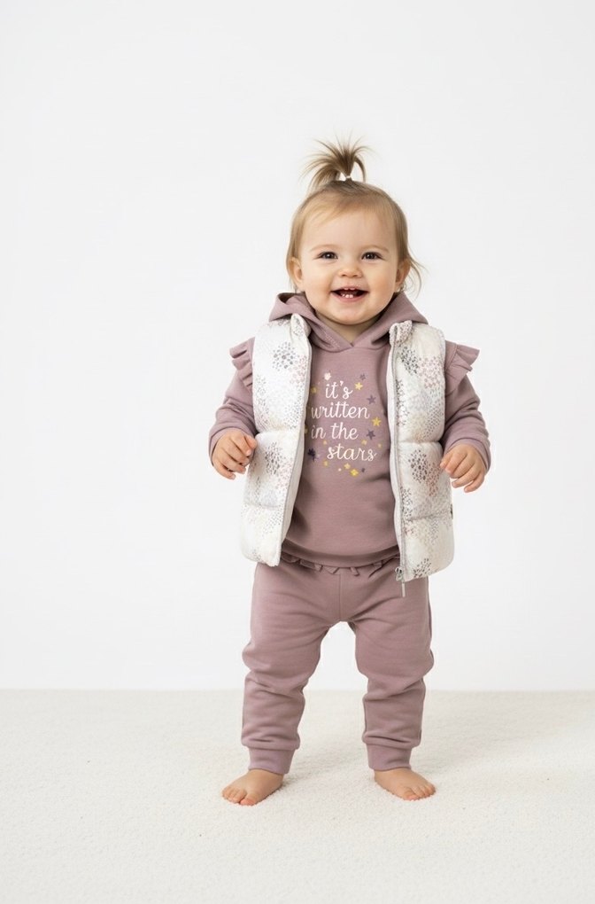 Yelekli 3 Parça Kız Bebek Eşofman Takımı - Görsel 2