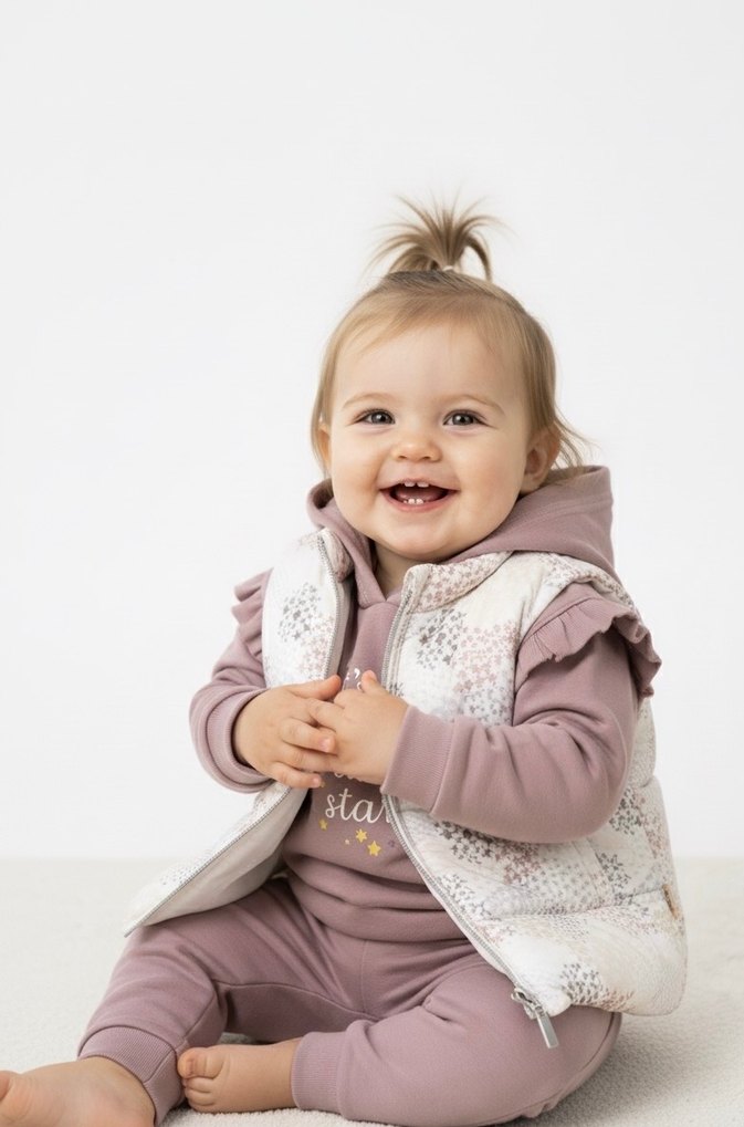 Yelekli 3 Parça Kız Bebek Eşofman Takımı - Görsel 4