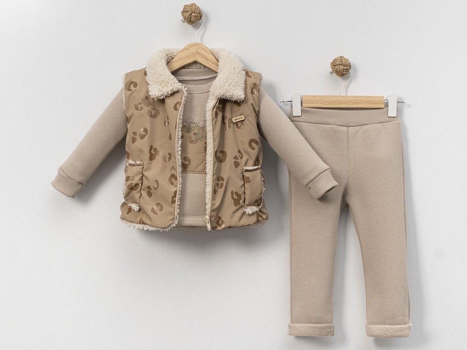 Peluş Detaylı Erkek Bebek Kışlık Eşofman Takımı - Görsel 5