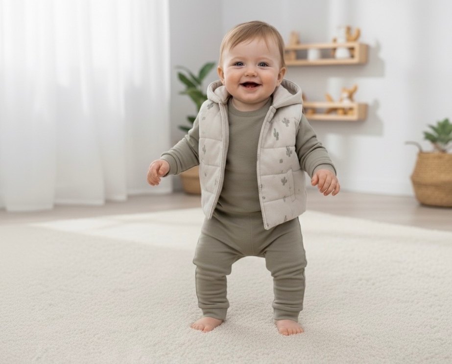 Kaktüs Nakışlı 3 Parça Unisex Haki Bebek Takımı(12-18 Ay) - Görsel 4