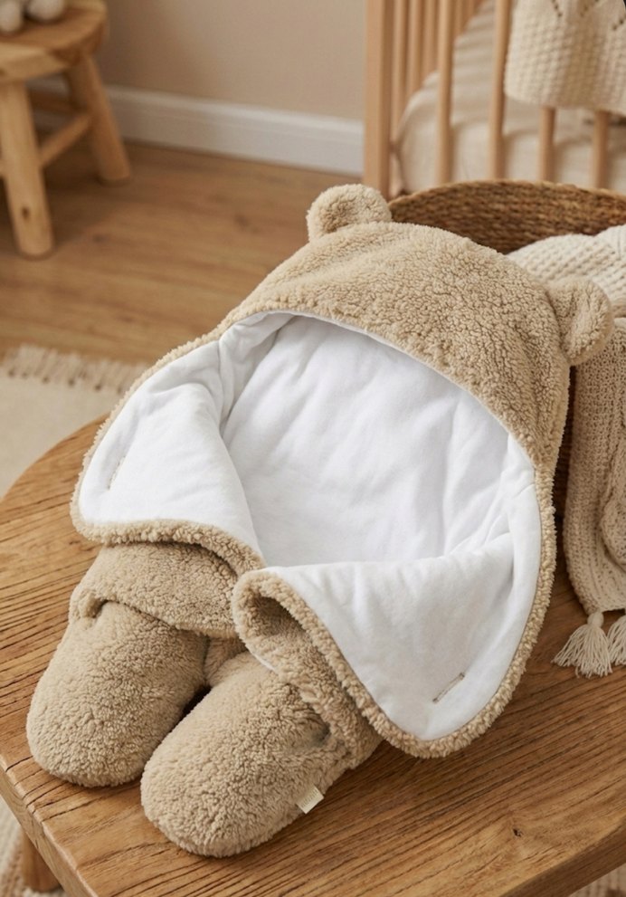 Peluş içi Pamuk Astarlı Bebe Kundak Battaniye | Çok Amaçlı - Görsel 3