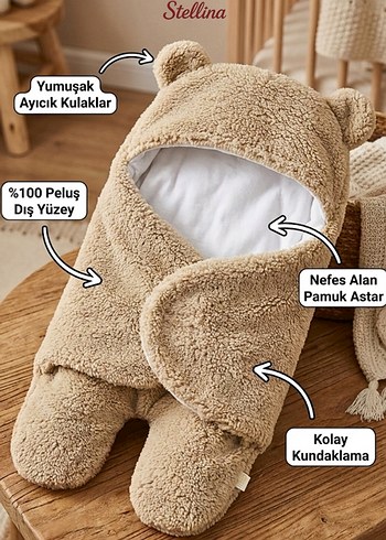 Peluş Wellsoft Kumaş Organik Pamuk Astarlı Kışlık Bebe Tulum - Görsel 3