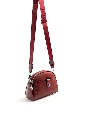 Silver & Polo Bordo Rugan Kadın Çapraz Çanta
