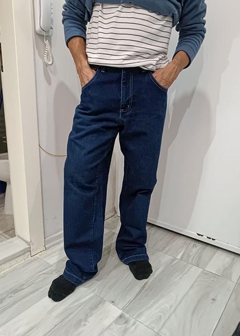 Gevşek Kesim Lacivert Kadın Jean - Görsel 2