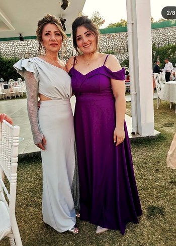 Mor Uzun Abiye Elbise - Görsel 2