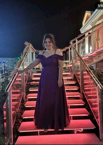 Mor Uzun Abiye Elbise - Görsel 5