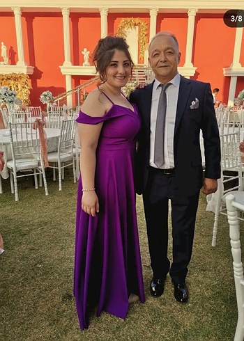 Mor Uzun Abiye Elbise - Görsel 6