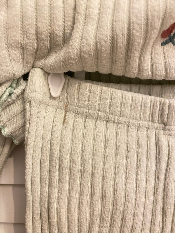 Nakışlı Beyaz Örgü Bebek Kız Takım - Görsel 2