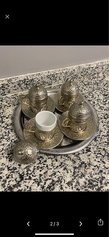 Osmanlı Bakır 4 kişilik türk kahvesi fincan seti - Görsel 2